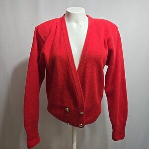 VTG Reed Hunter Double Breasted Cardigan Sweater Size Medium Lambswool Angora